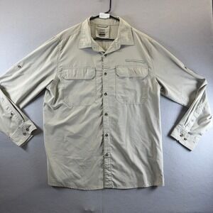 33,000ft Mens XL Tan Long Sleeve Fishing Shirt Ripstop Ventilated Hiking Top‎